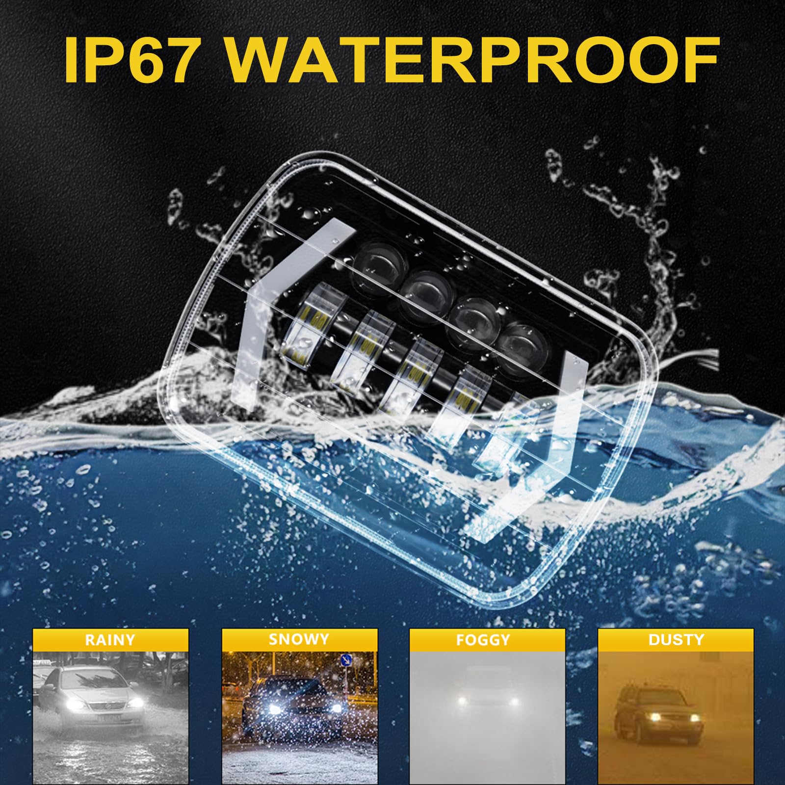 Tbest Fari, 5x7in Faro LED Quadrato Luce Anabbagliante/Anabbagliante Adatto per