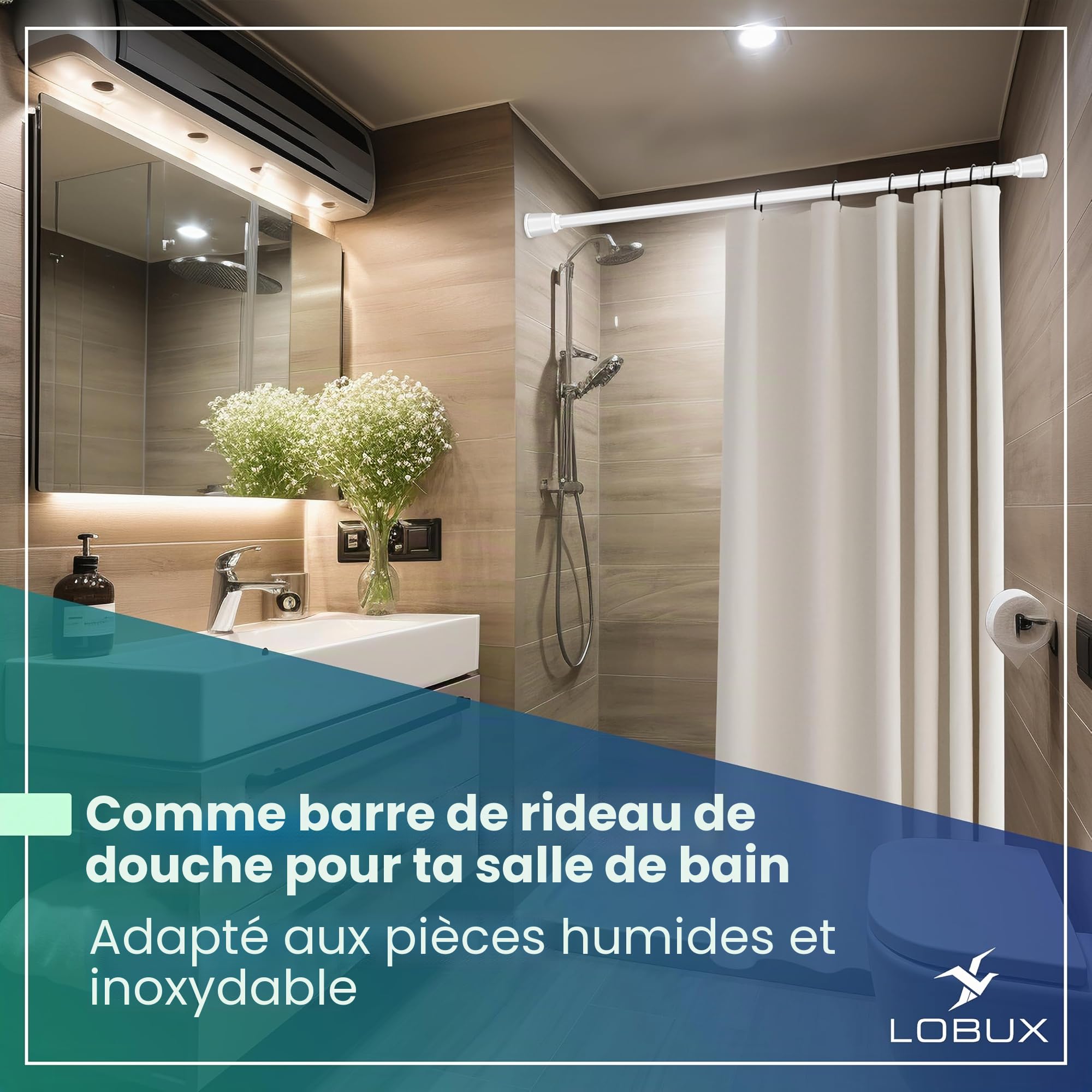 LOBUX® - Tringle à rideau extensible – Tringle télescopique sans perçage