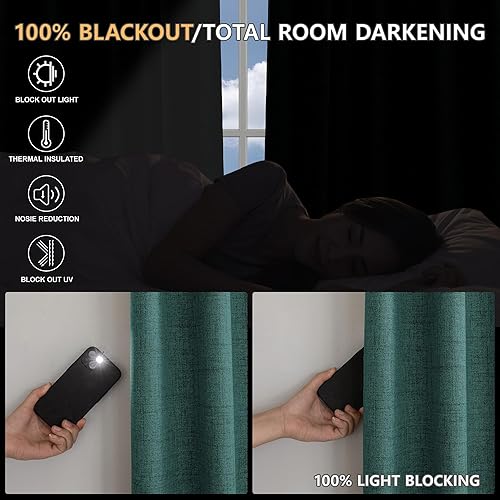 Miniatura 4 de Cortinas 100% opacas de 90 pulgadas de largo, cortinas con aislamiento térmico de lino para dormitoriosala de estar, bolsillo para barrapestaña