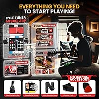 Vista 4 de Kit de guitarra acústica para principiantes Pyle, tamaño junior 3/4, instrumento completamente de madera con kit completo de accesorios, púas