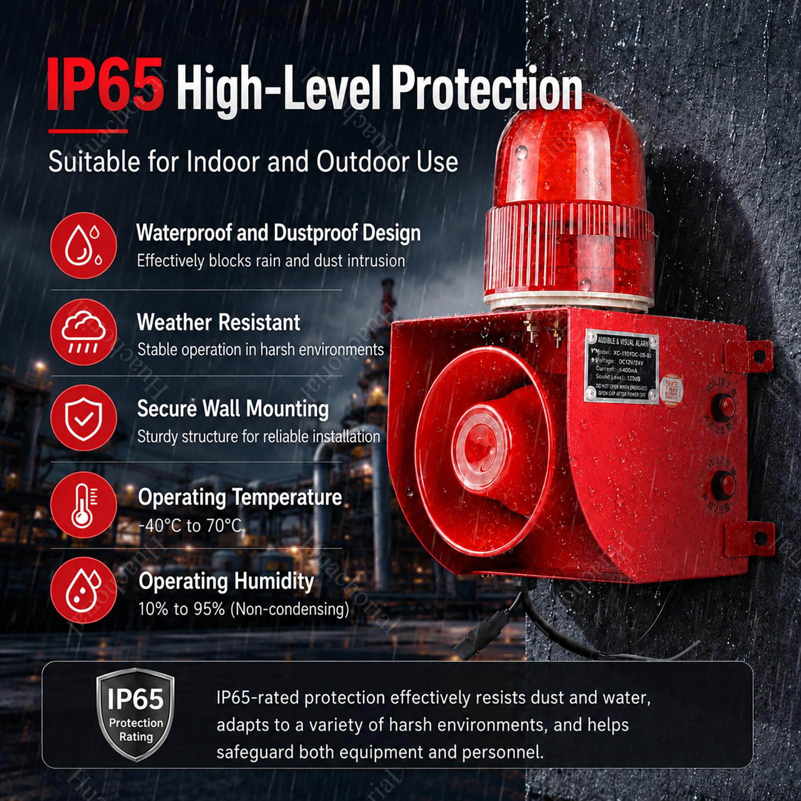 Alarme IP65 120dB Sirène Haut-Parleur pour Usine Automatisée