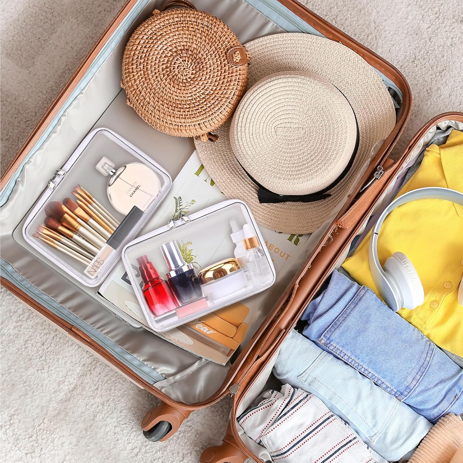 2 Pack Zippered Hard Pouch, Clear Plastic Storage Box Containers Small Toiletry Bag, Clear Hard Shell Zipper Case for Small Items, Toys, Building Blocks, Puzzles, Cosmetics, Stationery Accessories - Image 7