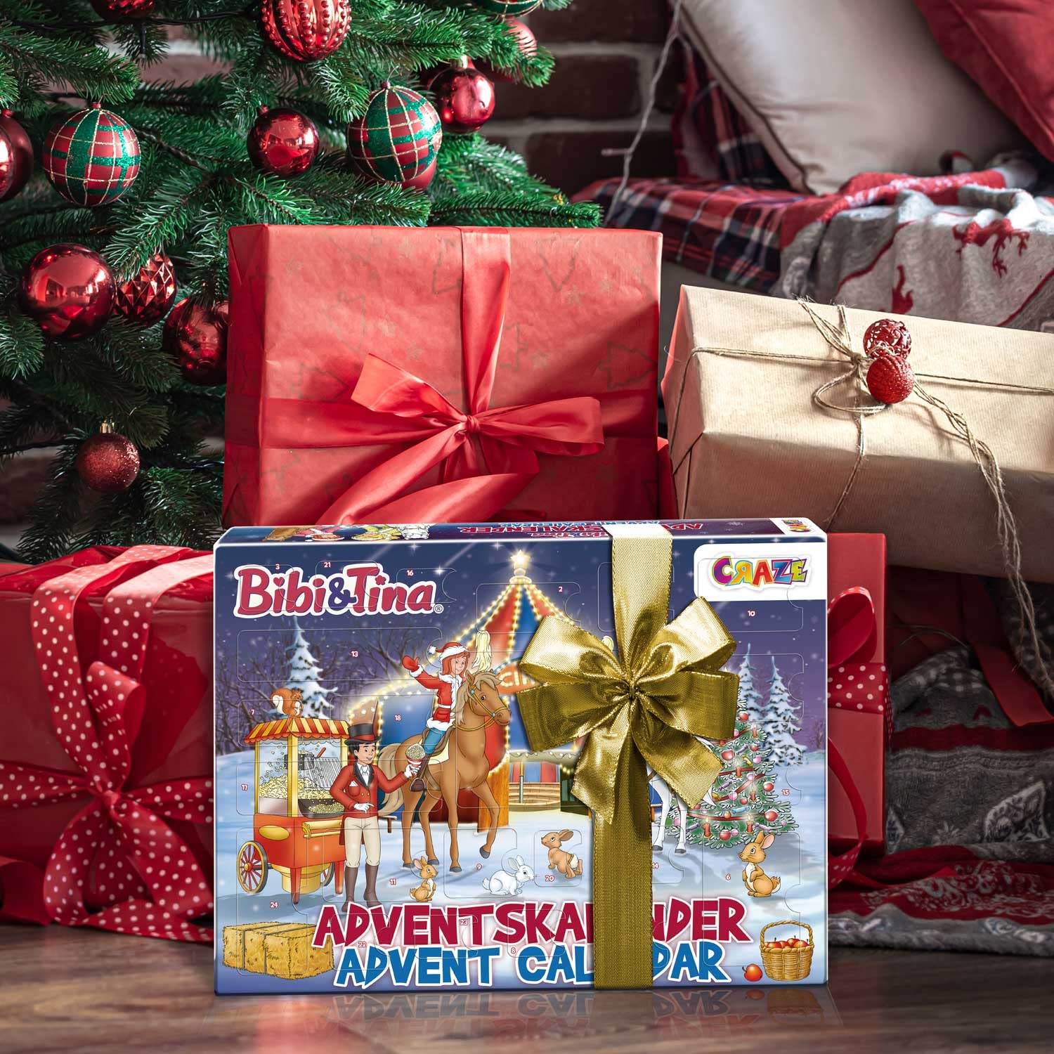 CRAZE Spielzeug Adventskalender Bibi & Tina Weihnachtszirkus, Adventskalender Kinder mit 24 tollen Pferdespielzeugen, komplettes Spielset