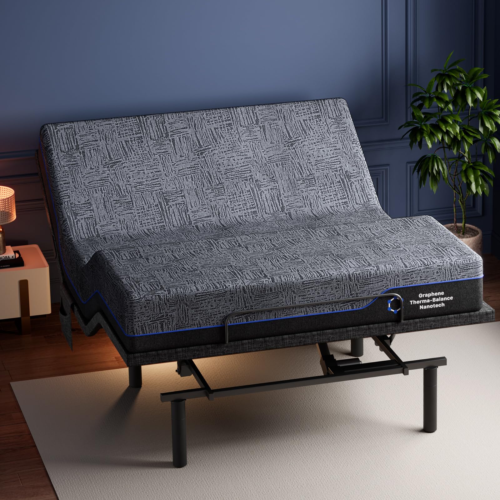 Marsail NS0 Adjustable Base with Mattress Set, Queen Adjustable Bed Frame + 12-inch Cooling Gel Memory Foam Mattress, Dual Motor Bed Frame with Wireless Remote, CertiPUR-US Certified