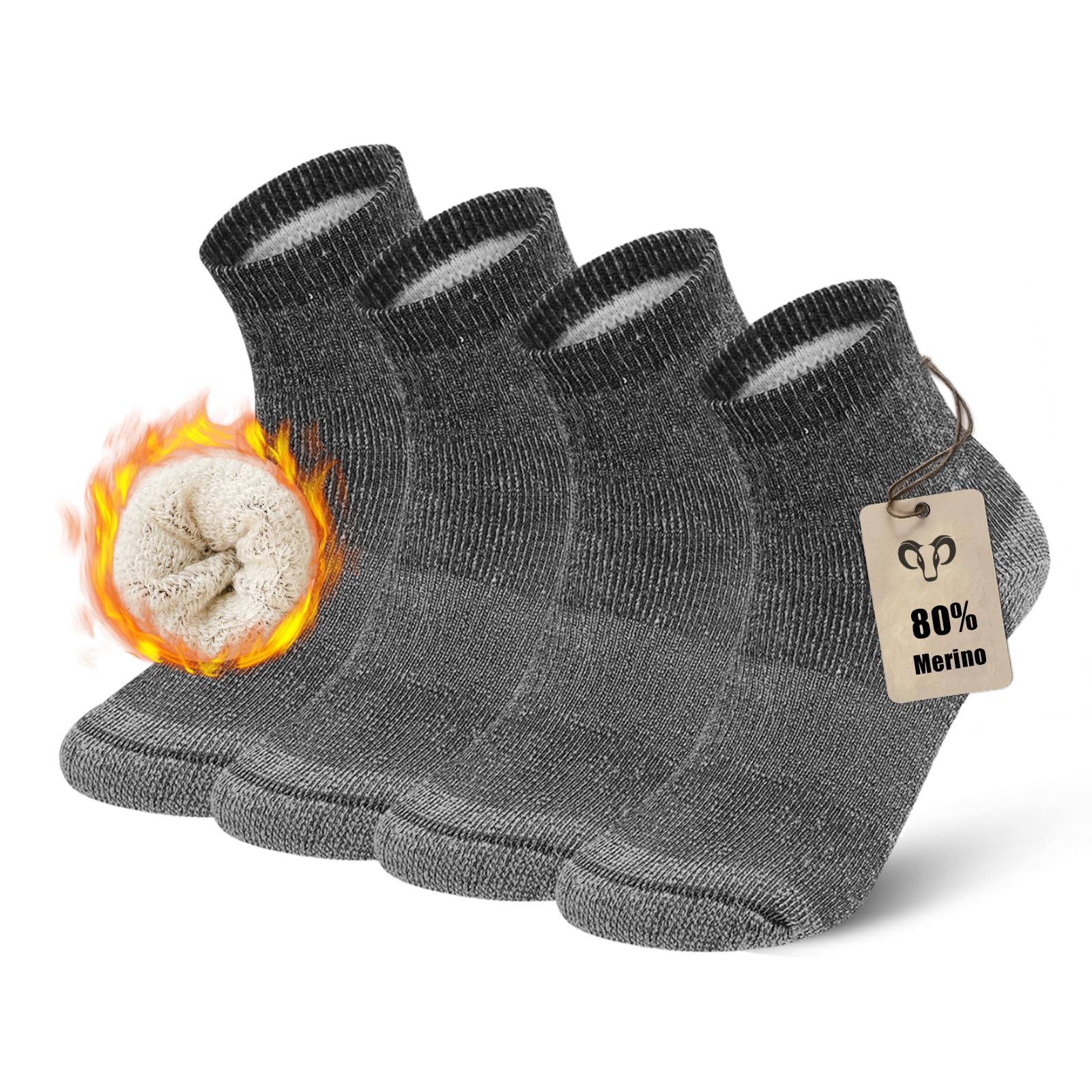 Vihir Men's Black, White Striped Merino Wool Socks Antimicrobial For Outdoor, Trekking, Hiking, Sports, Leisure And Business