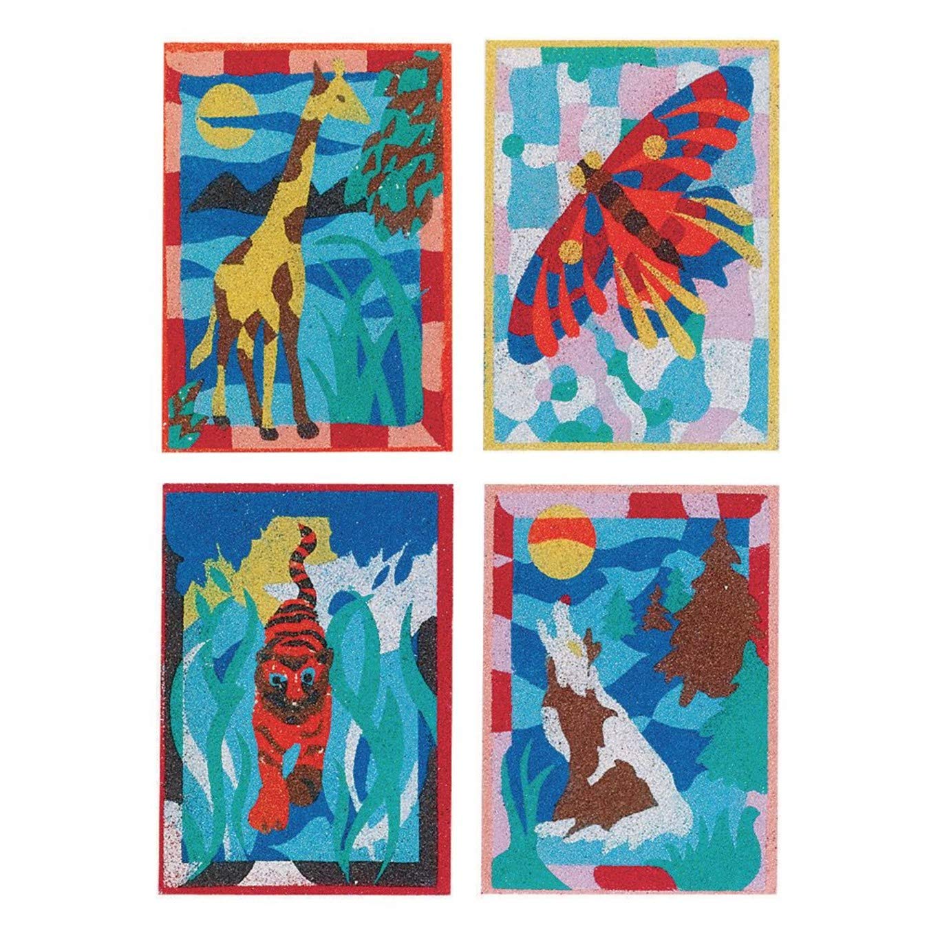 S&S Worldwide Sand Art - Wild Animals, 5" x 7" (Pack of 12) - All Ages