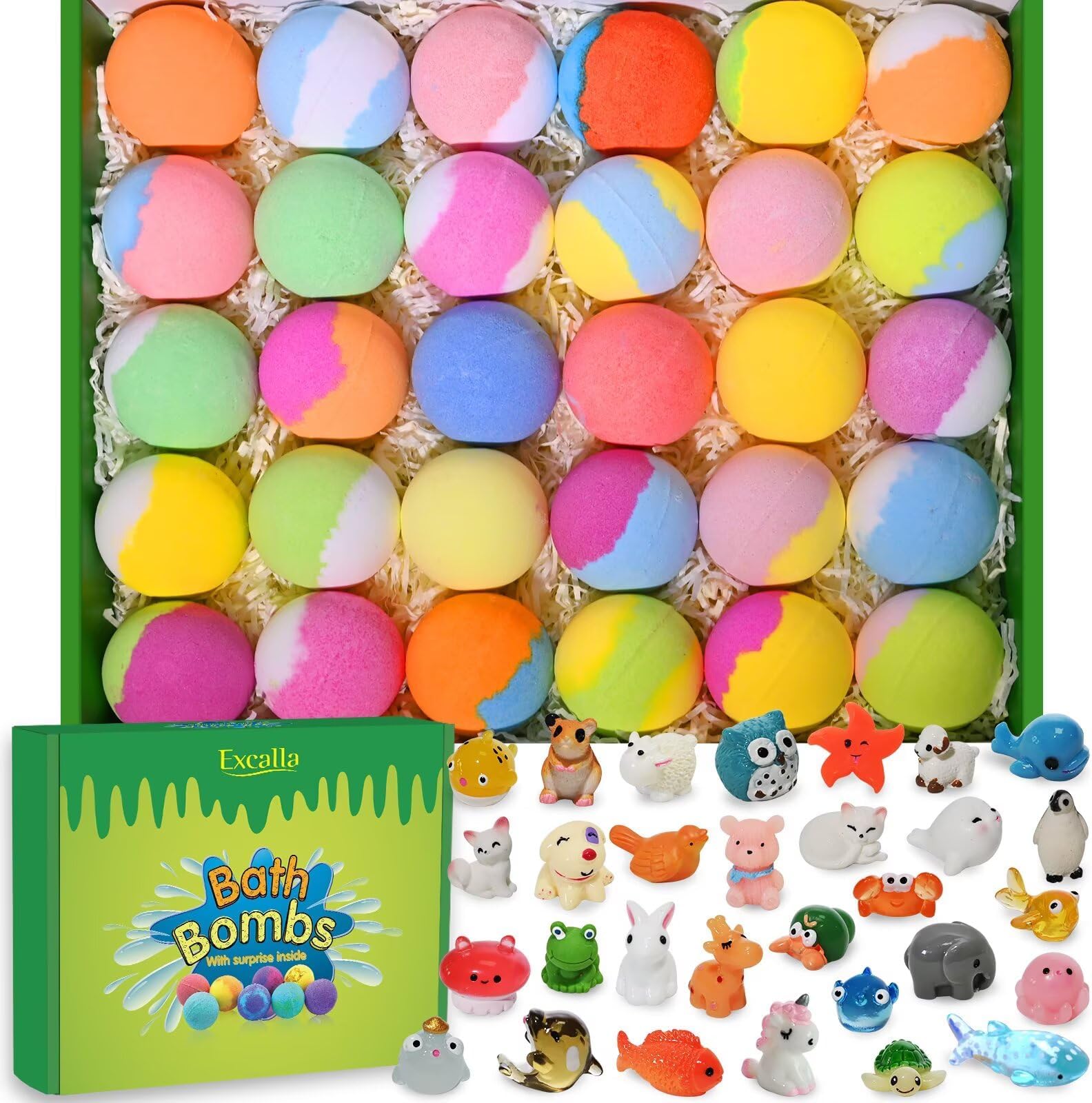 Bath Bombs for Kids with Toys Inside for Girls Boys - 30 Pack Bath Bombs Gift Set with Surprise, Kids Safe Bubble Bath Fizzy Balls Halloween Christmas Birthday Gift Kit