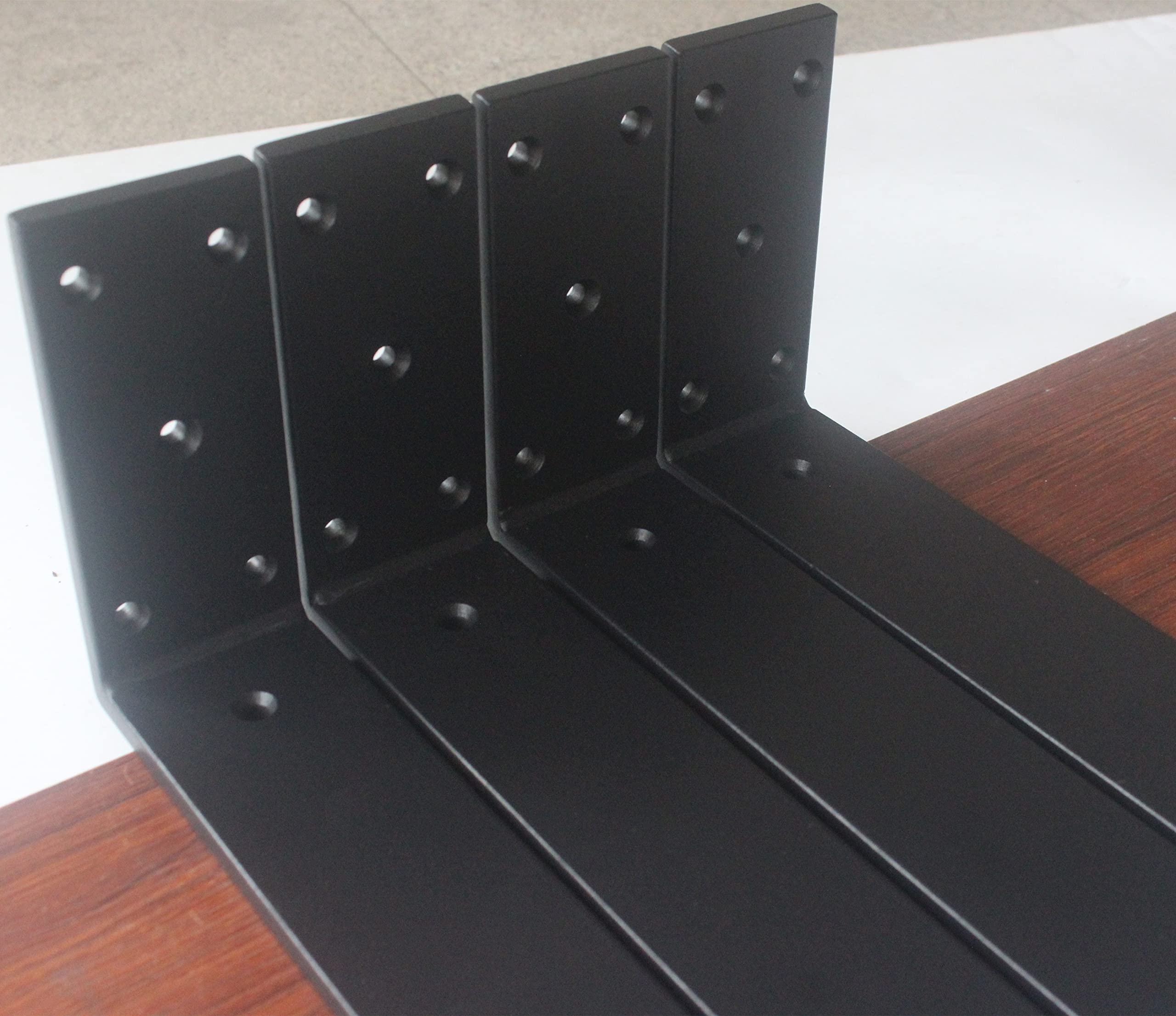 4 Pack L11" x H 6" x W 2.5" Countertop Support Brackets, 10mm Thick Heavy Duty Countertop Hidden Bracket L Shelf Metal Corbels for Granite, Quartz, Wood, Concret Countertops 7 counterbores Design