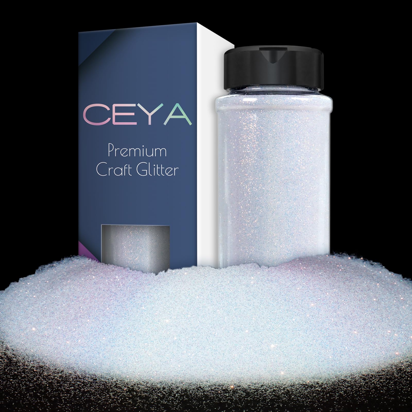 Ceya Ultra Fine Glitter Powder, 3.5oz/ 100g Iridescent White Craft Glitter Powder 1/128” 0.008” 0.2mm Nail Glitter for Epoxy Resin DIY Craft Tumblers