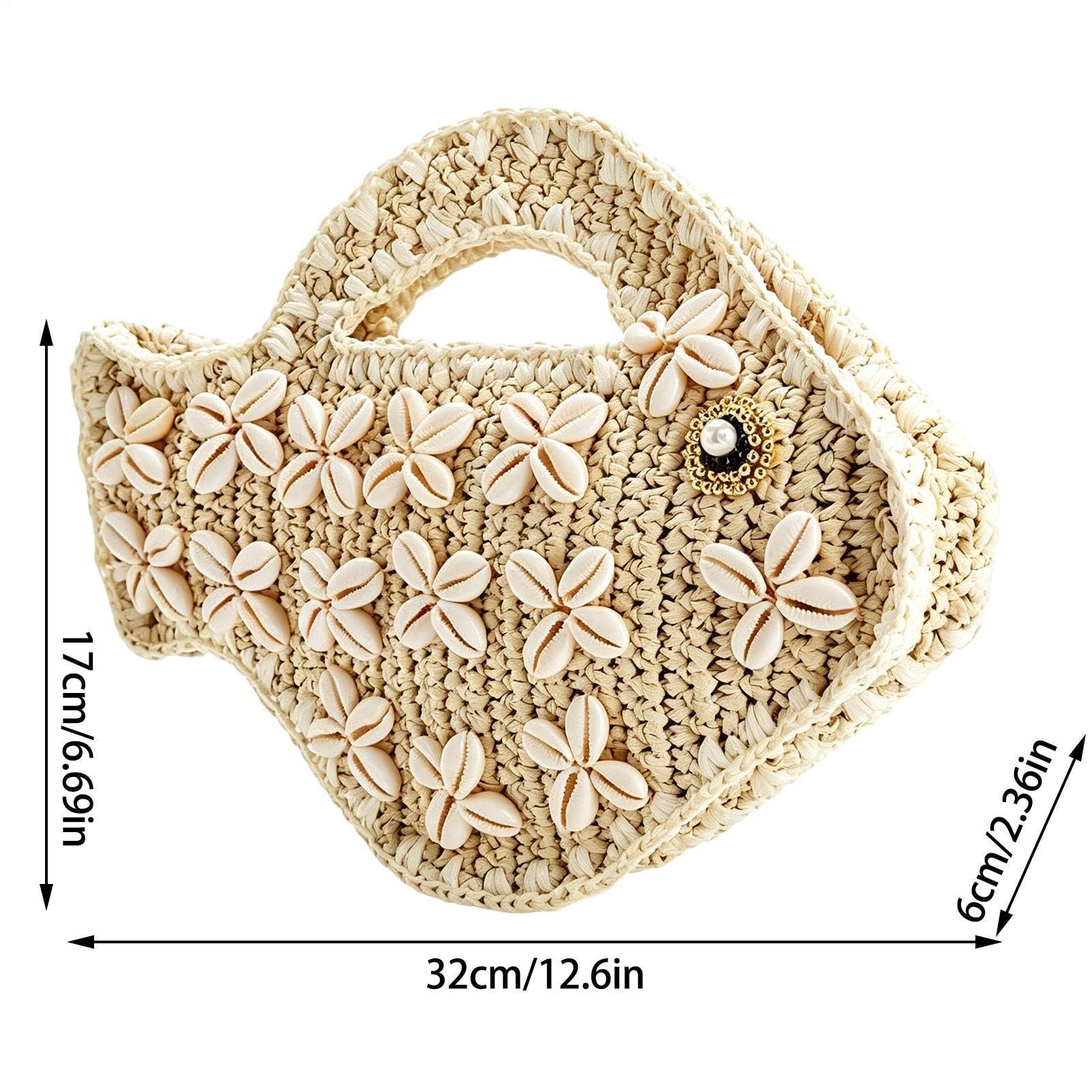Generico Clutch Pesce Borsa Decorativa A Forma Di In Paglia E Conchiglie | Pochette Intrecciata Estiva Da Spiaggia Per Donne Ragazze Picnic All'Aperto Vacanza Al Mare