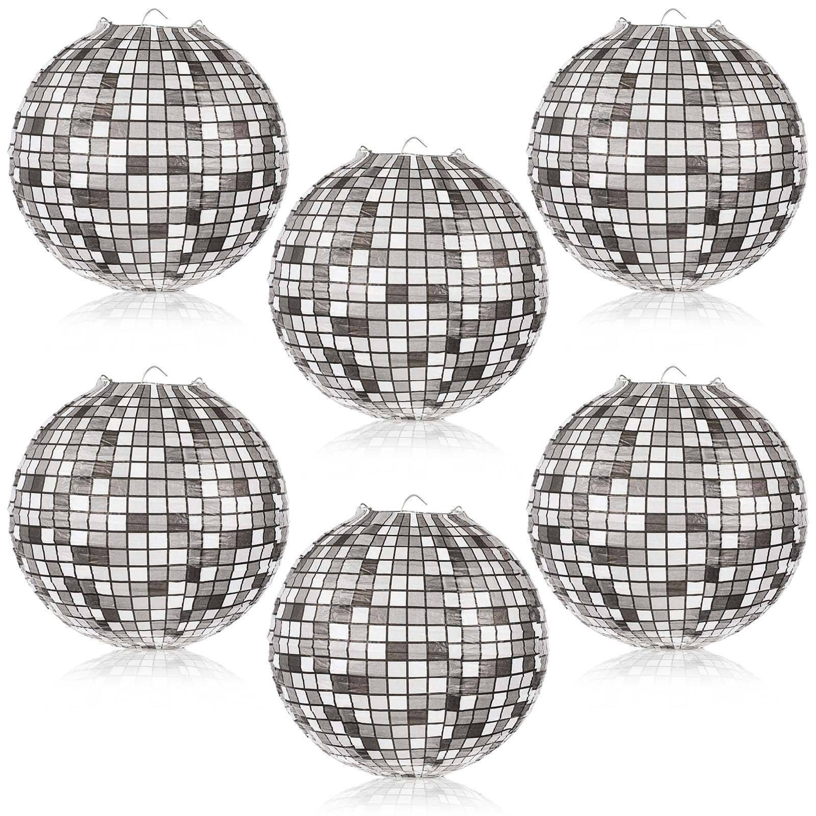 Kittmip 6 Pcs 8 Inch Disco Paper Lanterns 70's Party Decoration, 70s Retro Hanging Decorative Lantern, Disco Ball Centerpieces for Party Supplies, Home Decorations, and Weddings