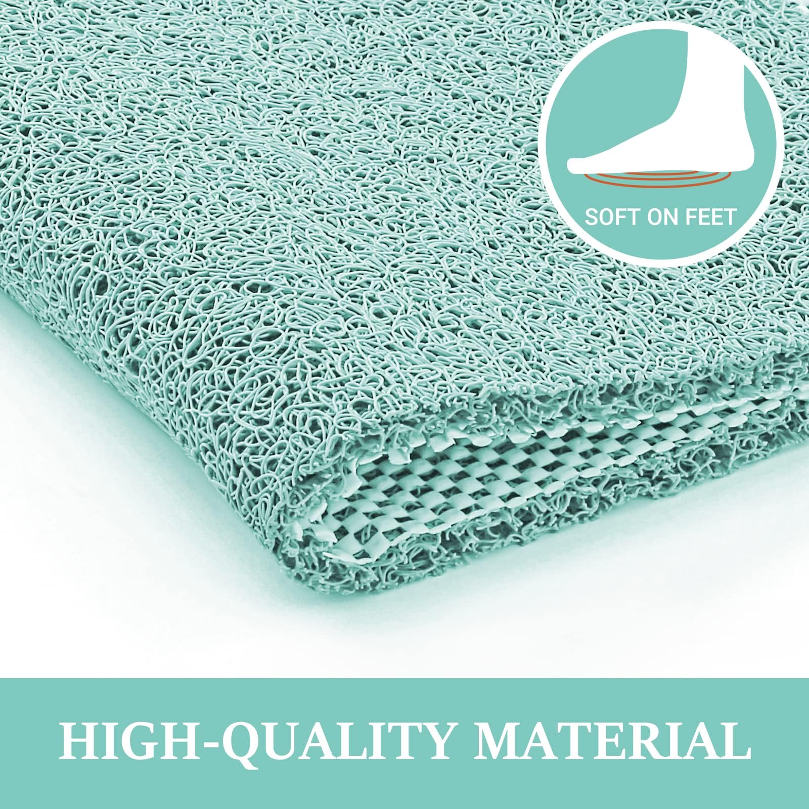 LuxStep Duschmatte, Badewannenmatte, 61 x 40,6 cm, rutschfeste Badematte mit Ablauf, schnell trocknende PVC-Luffa-Badematte für Badewanne, Dusche, Badezimmer (phthalatfrei, grün)