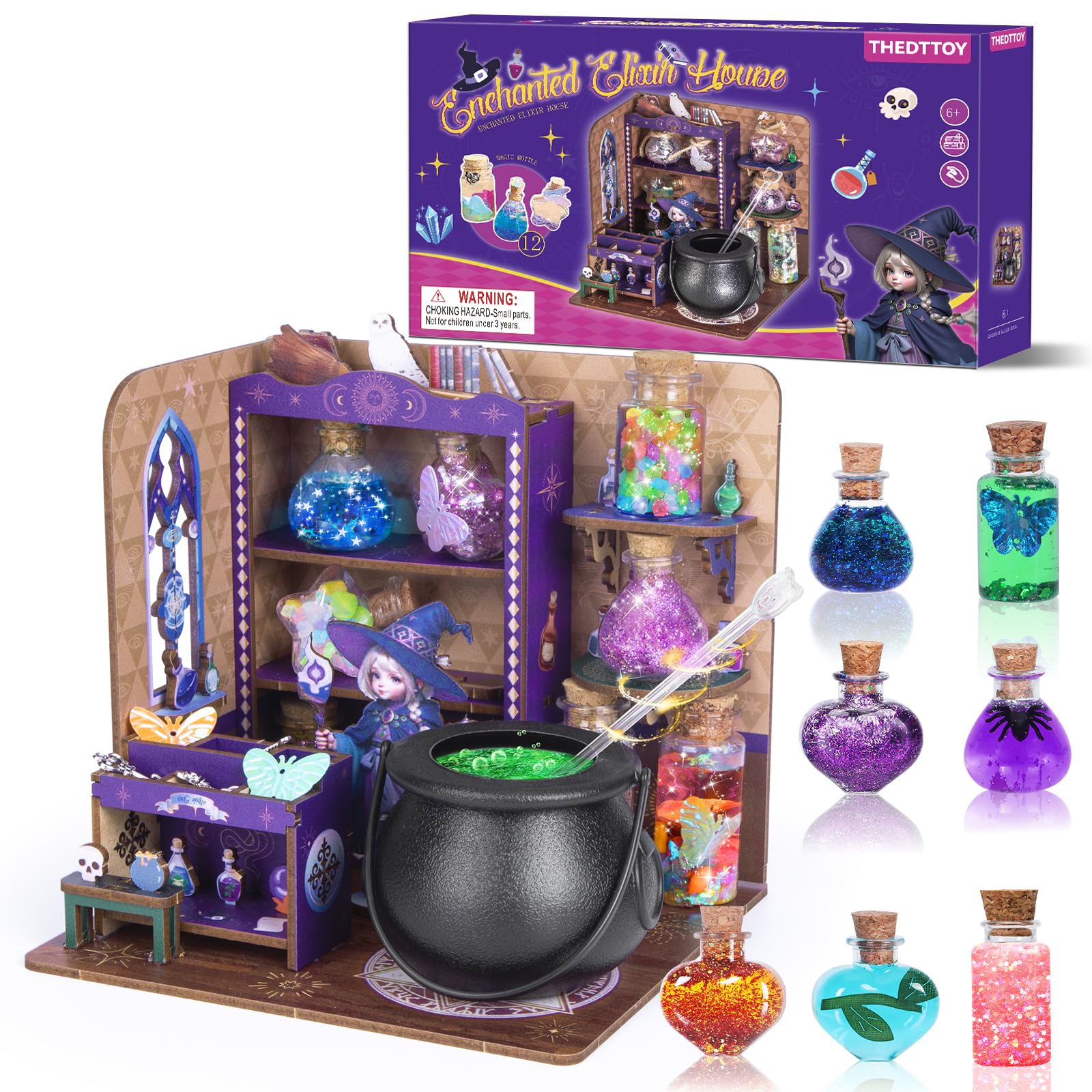 Thedttoy Magic Kit,Potion Making Kit with Glowing Stones,Mystery Enchanted Elixir House Craft Kits for Kids Girls Aged 6 7 8 9 10 11