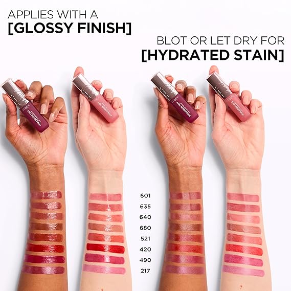 L'Oreal Paris Hyaluron Tint Lip Stain Serum, Long Lasting, Hydrating Lip Makeup Infused with Hyaluronic Acid, 601 Worth It (Pinky Nude)