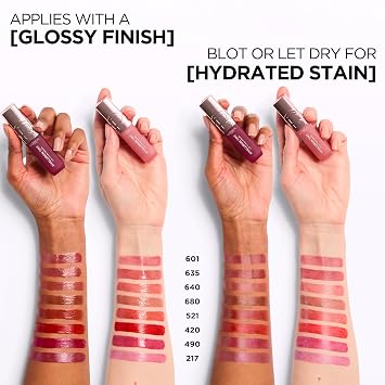 L'Oreal Paris Hyaluron Tint Lip Stain Serum, Long Lasting, Hydrating Lip Makeup Infused with Hyaluronic Acid, 601 Worth It (Pinky Nude)