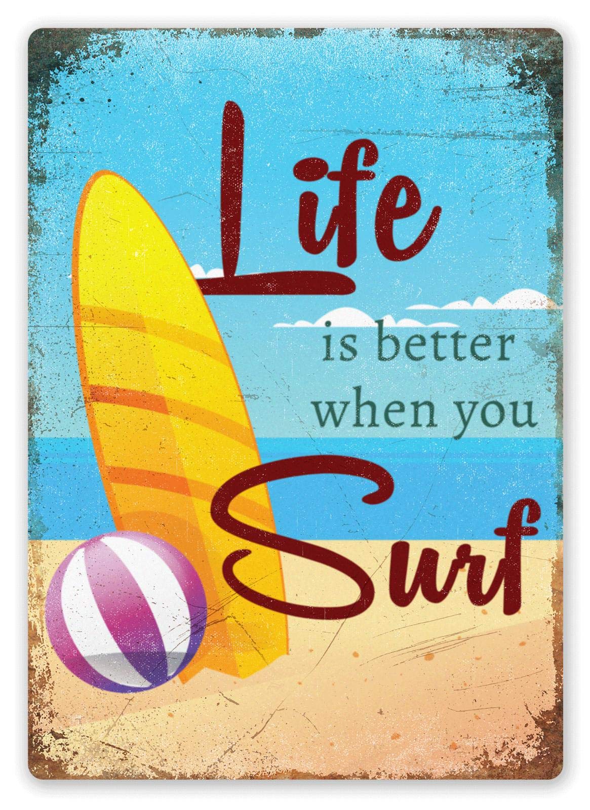 Summer - Life is better when you Surf – Small Sticky Pads | Printed Metal Wall Sign Plaque