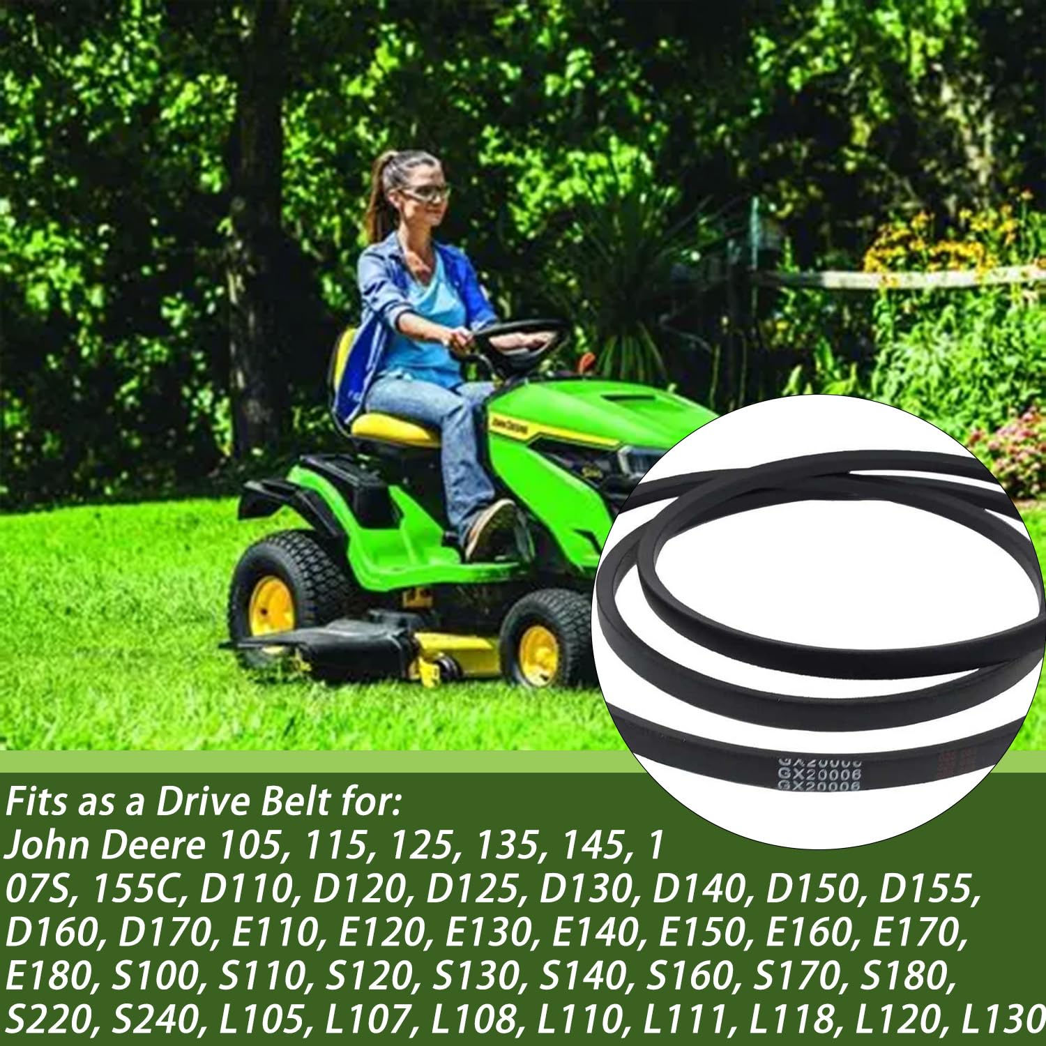 GX20006 Mover Drive Belt Compatible with UC30568 A12096 John Deere 1/2" x 89" D110 D120 D130 D140 D150 D160 D170 L105 L107 L108 L110 L111 L118 L120 L130 89" 105 107 108 115 125 135 145 155c (GX20006)