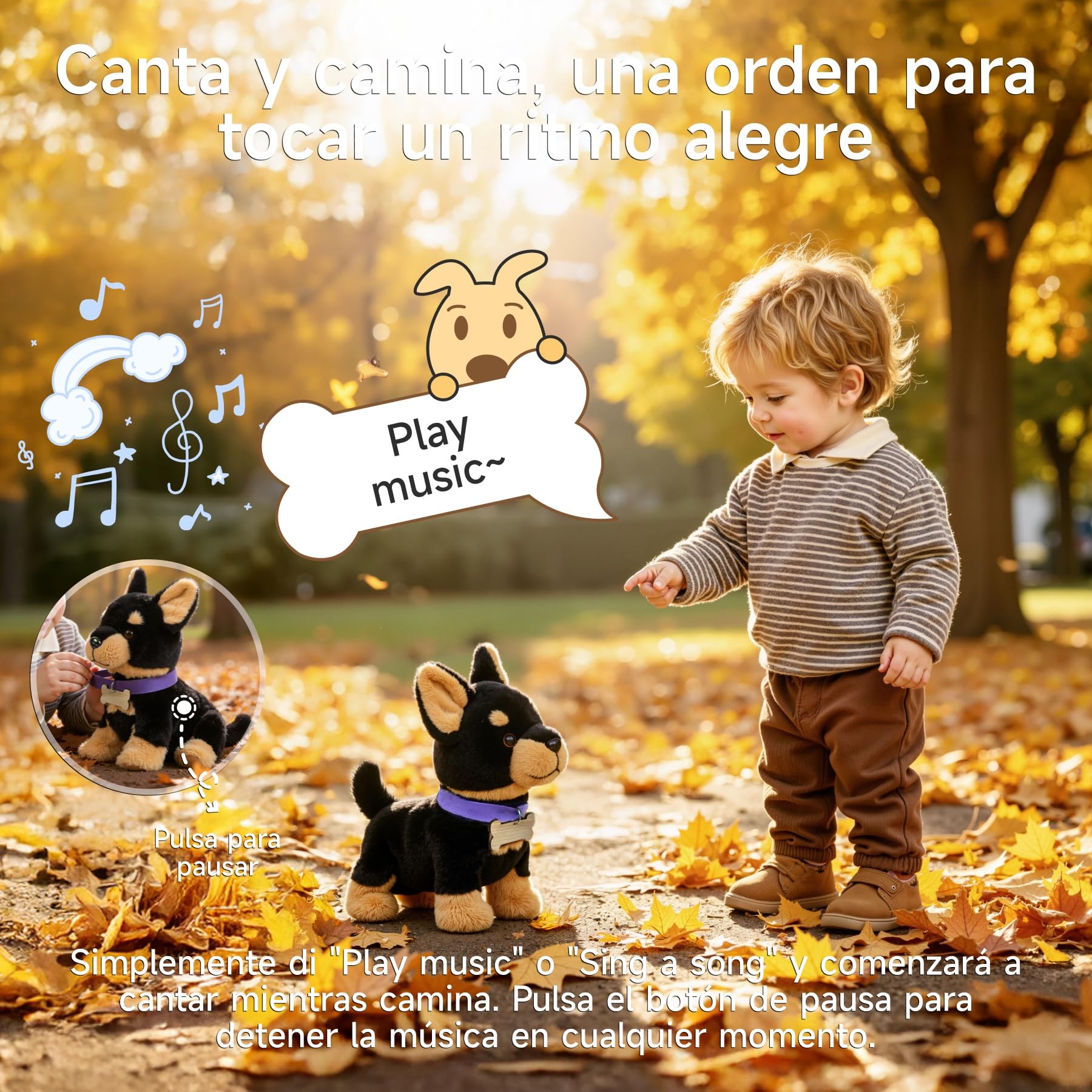 TUMAMA KIDS Juguete de Perro Que Camina y Canta, Perrito de Peluche Niños