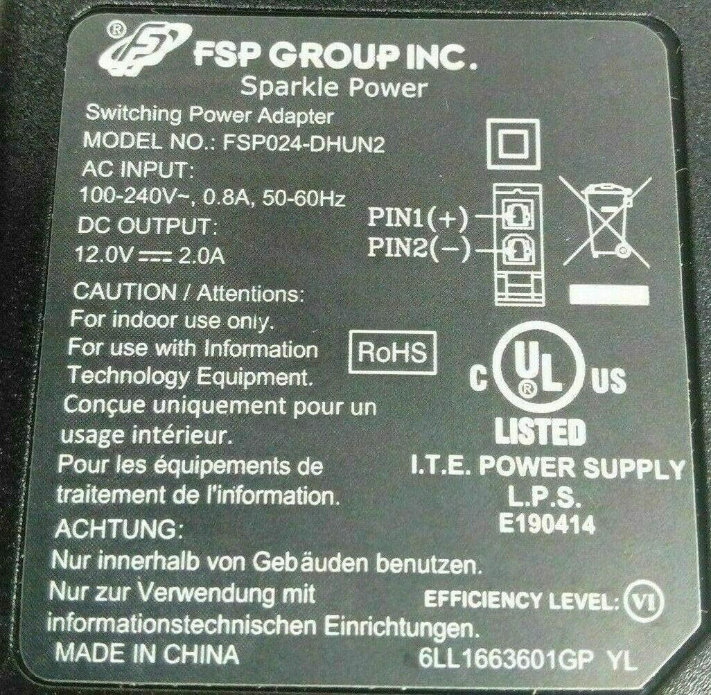 FSP FSP024-DHUN2 Switching Power Adapter 12V 2A 24W 2pin