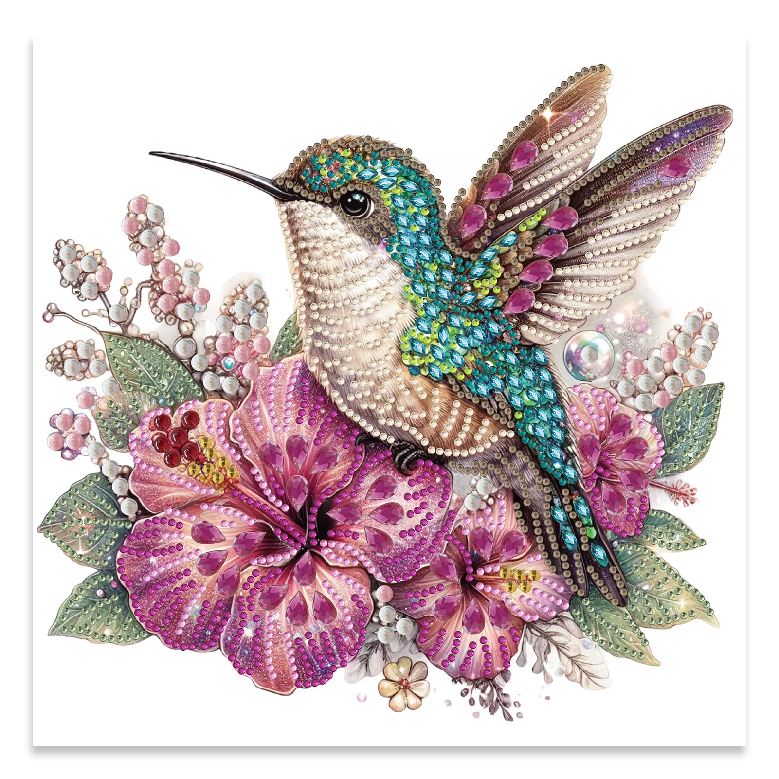 Jatok Magenta Diamond Painting Kits, Bird Special Diamond Painting Kits For Adults, Diy Drill Diamond Art Kits For Home Wall Decor Gifts, 30X30cm/12X12in