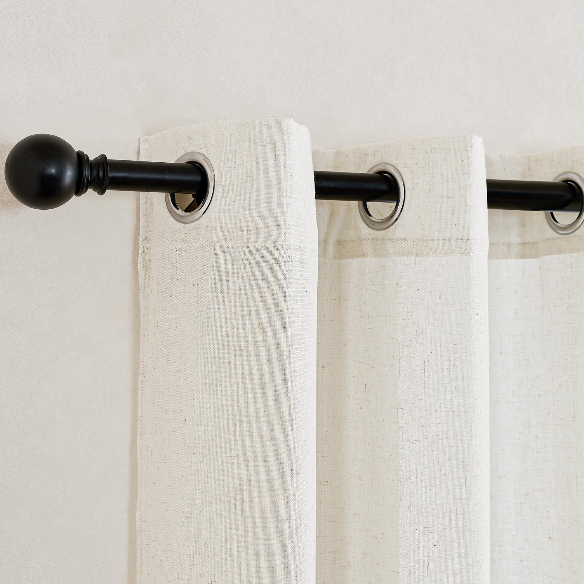 KGORGE Cortinas Cocina Ventana Cortina Lino Cortinas Cortas Cortinas Translucidas Cortinas y Visillos Cortinas de Casa Cortinas Habitacion con Ojales, 2 Piezas, 140x135cm, Blanco Marfil