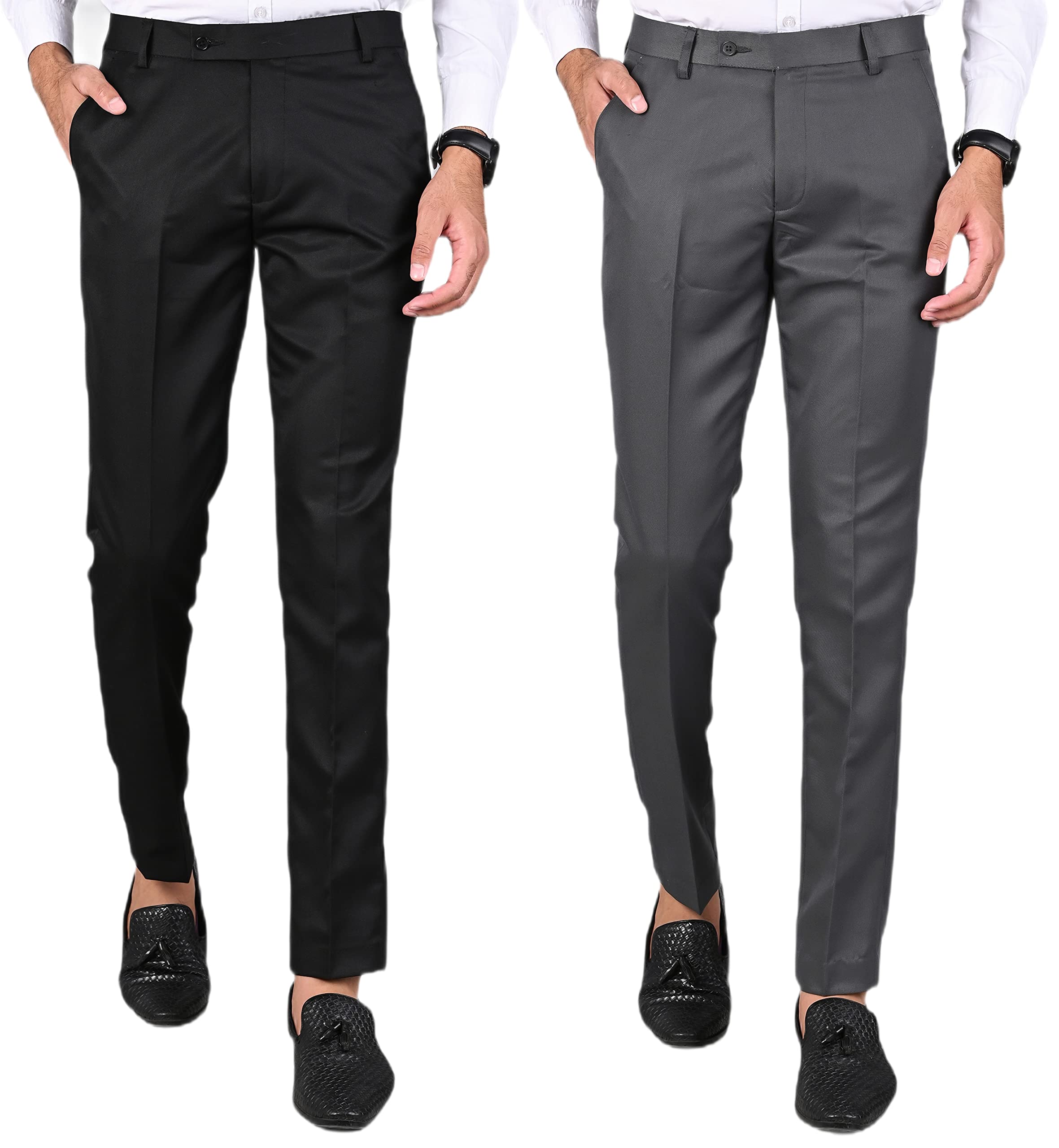 Formal Pants for Men | Men's Slim fit Formal Pant Combo | Non Stretchable Trouser | Office wear Trousers-picture-31