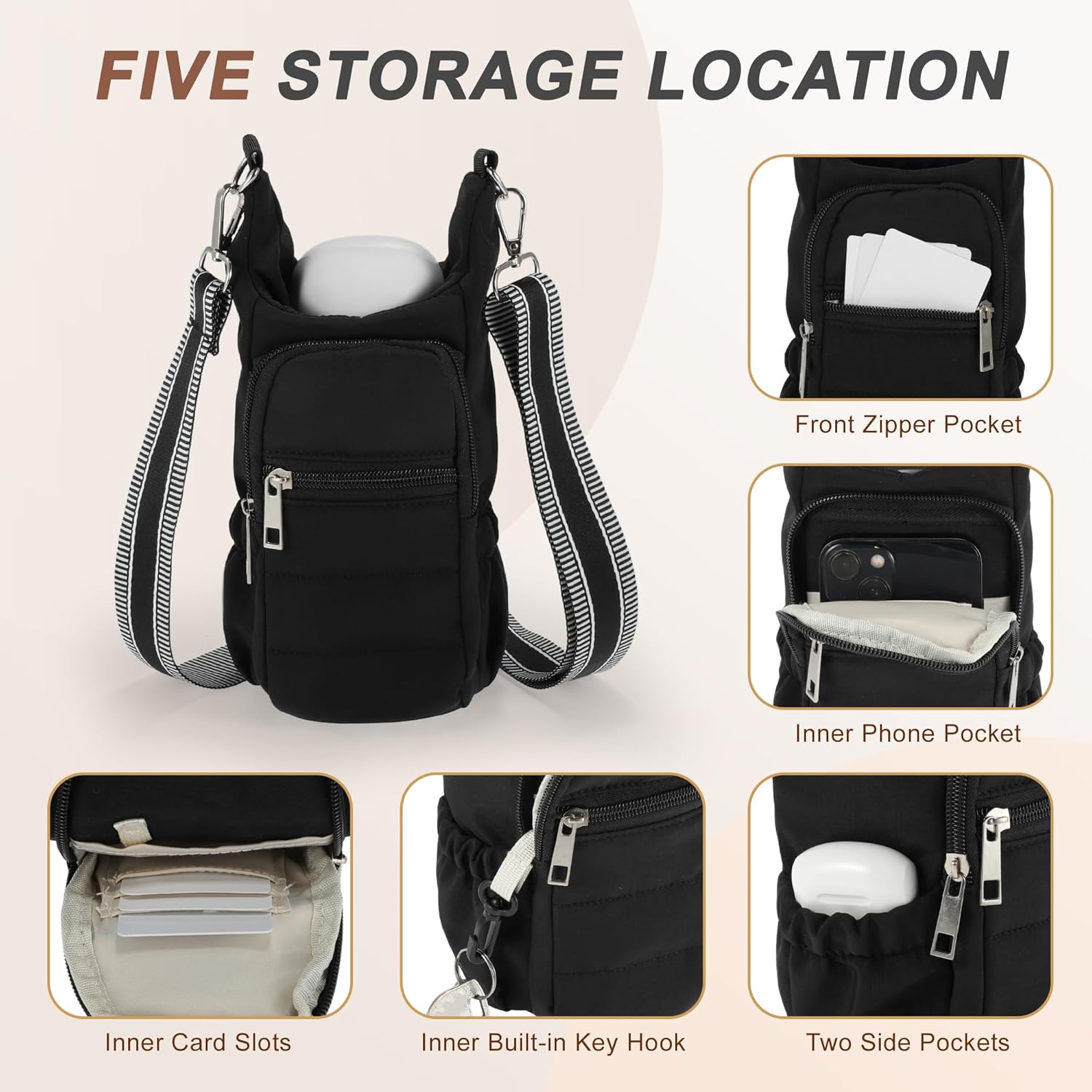 Water Bottle Carrier Bag, Water Bottle Holder with Adjustable Strap, for Hiking, Cycling