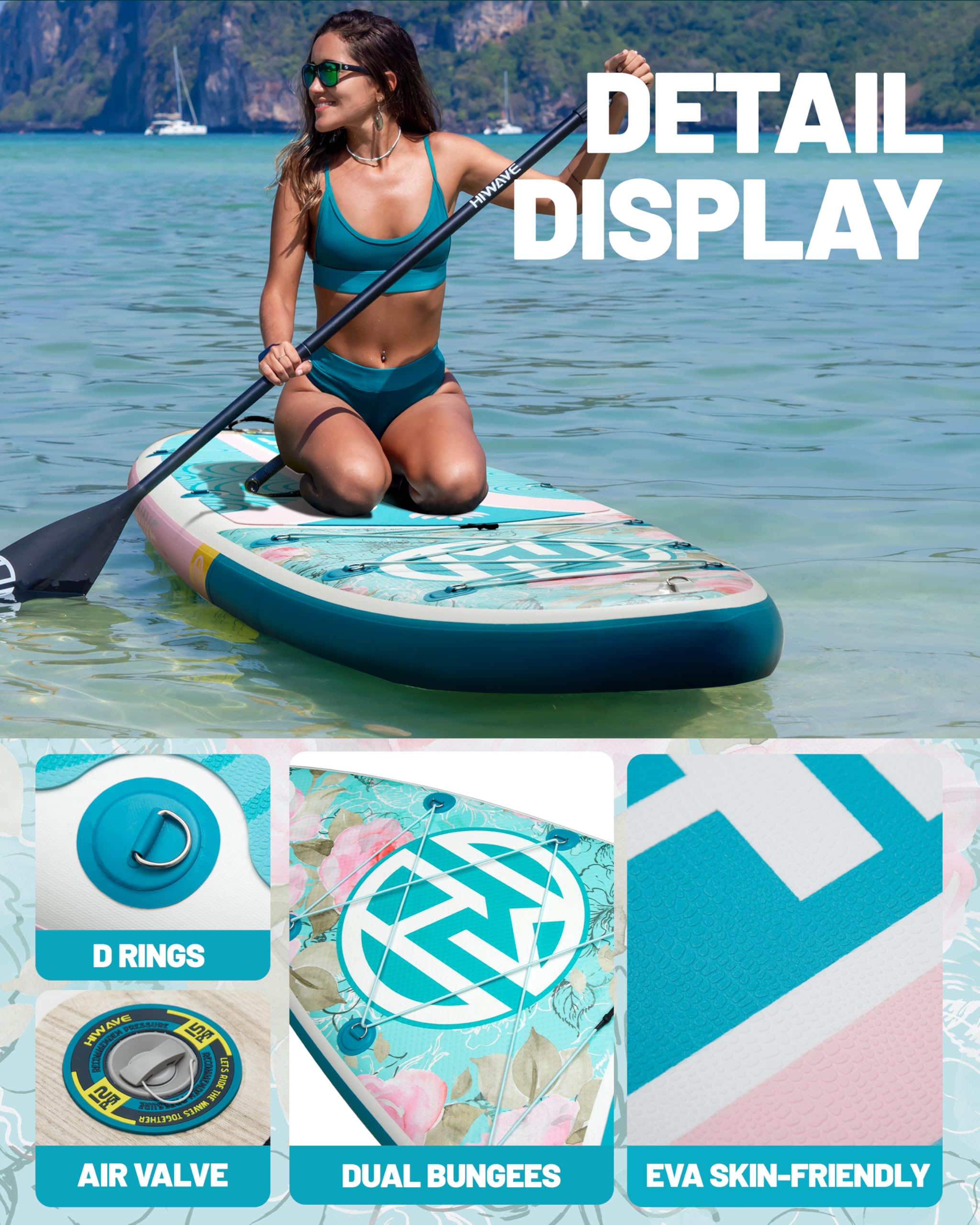 Amazon | Hiwave空気入りパドル11'*34'*6'超ワイド支持板、350 lb