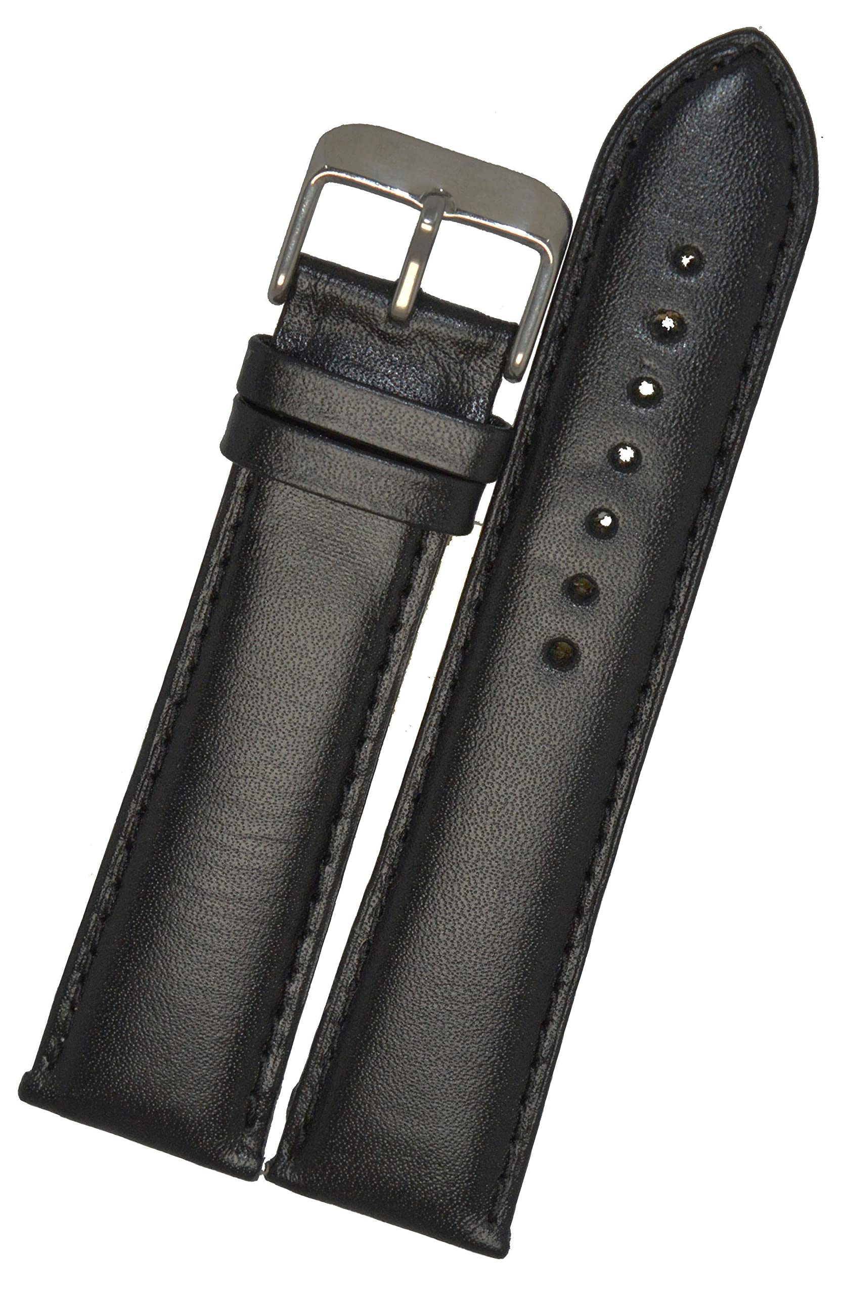 SURU® 22mm Plain Padded Ogive Tip Leather Watch Strap/Band for Men (Colour - Black/Size -22mm) (Size Guide in 3rd Image) T294 (B0B2N52GX7) Amazon Price History, Amazon Price Tracker