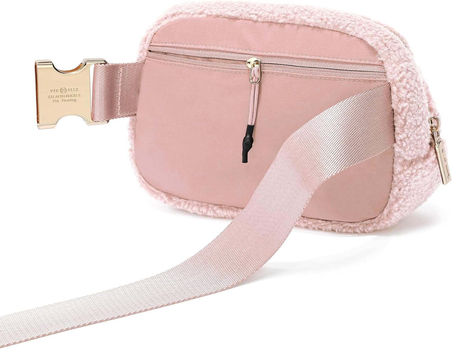 FODOKO Sherpa Belt Bag, Fleece Crossbody Bag Fanny Pack for Women Fashionable Everywhere Waist Bum Bag Pack with Hardware Buckle Pink - Image 2