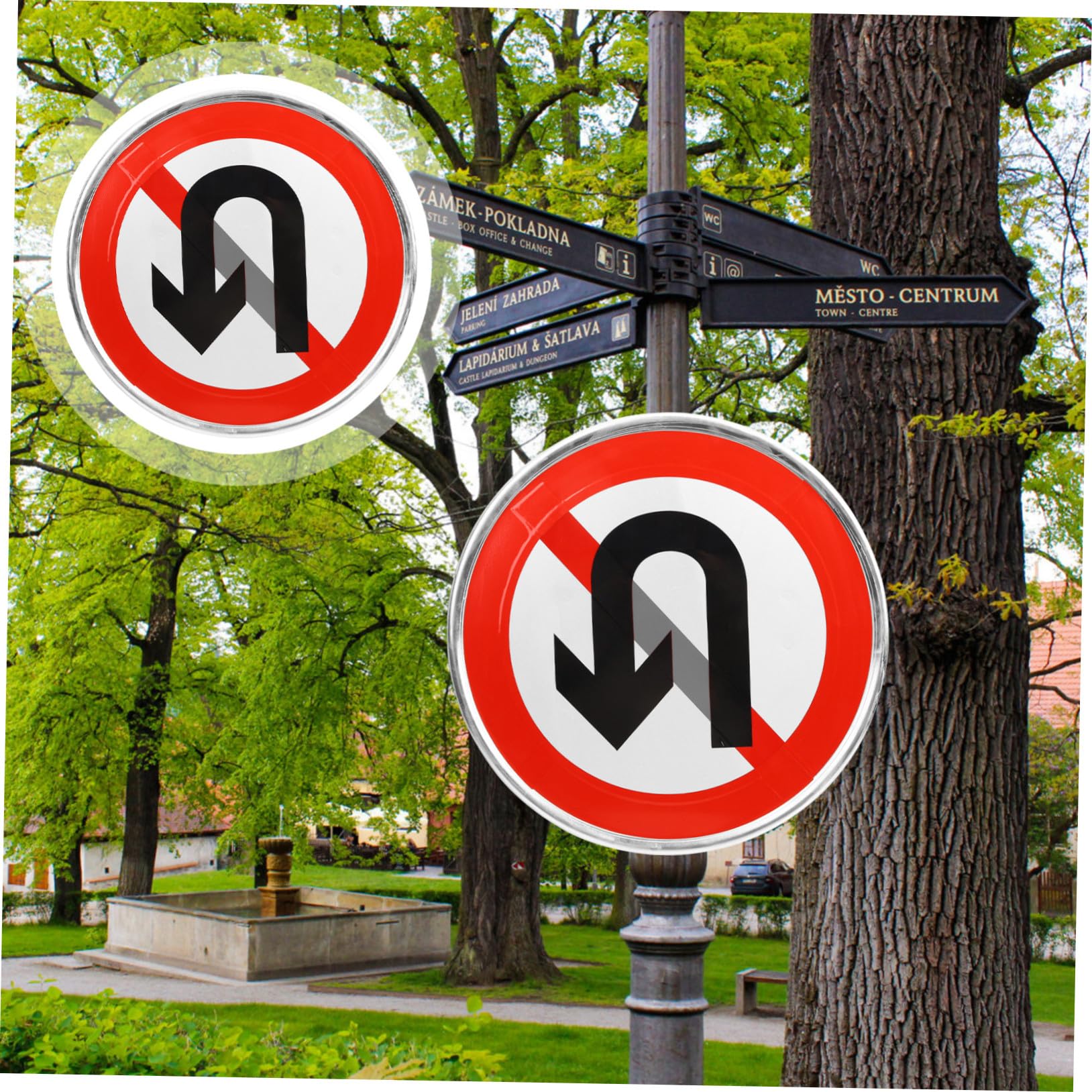 SOIMISS Panneau Métal Interdiction de Demi-tour Réfléchissant pour Allée Privée Signalisation Routière Durable Facile à Installer Indicateur de Restriction de Demi-tour pour Propriété