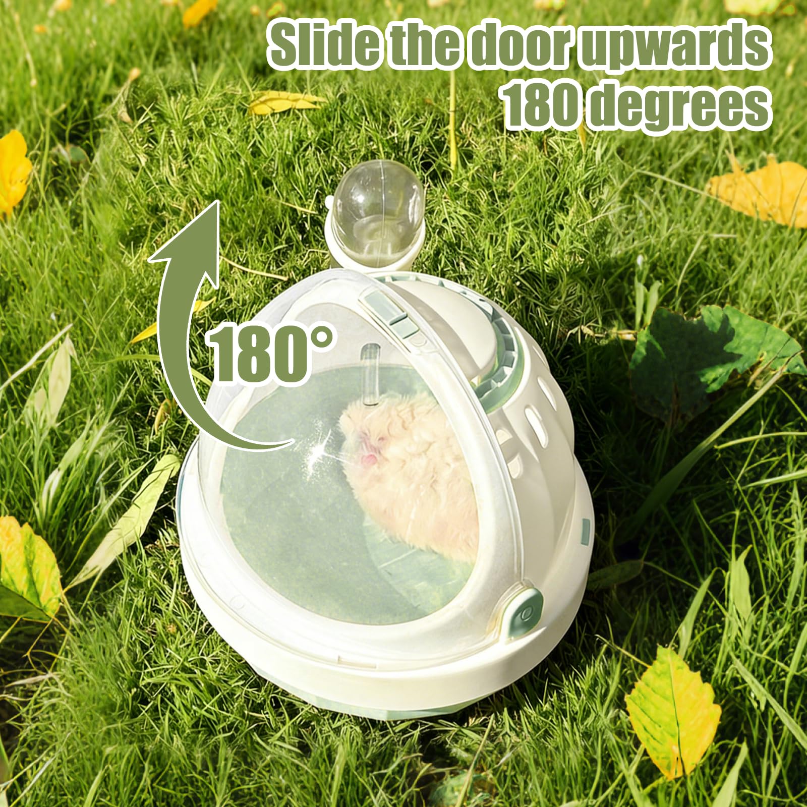 Cage de transport portable pour hamster avec bouteille d'eau, 18,6 x 18,6 x 16 cm, avec fentes d'aération, pour gerbilles, souris, hamsters nains