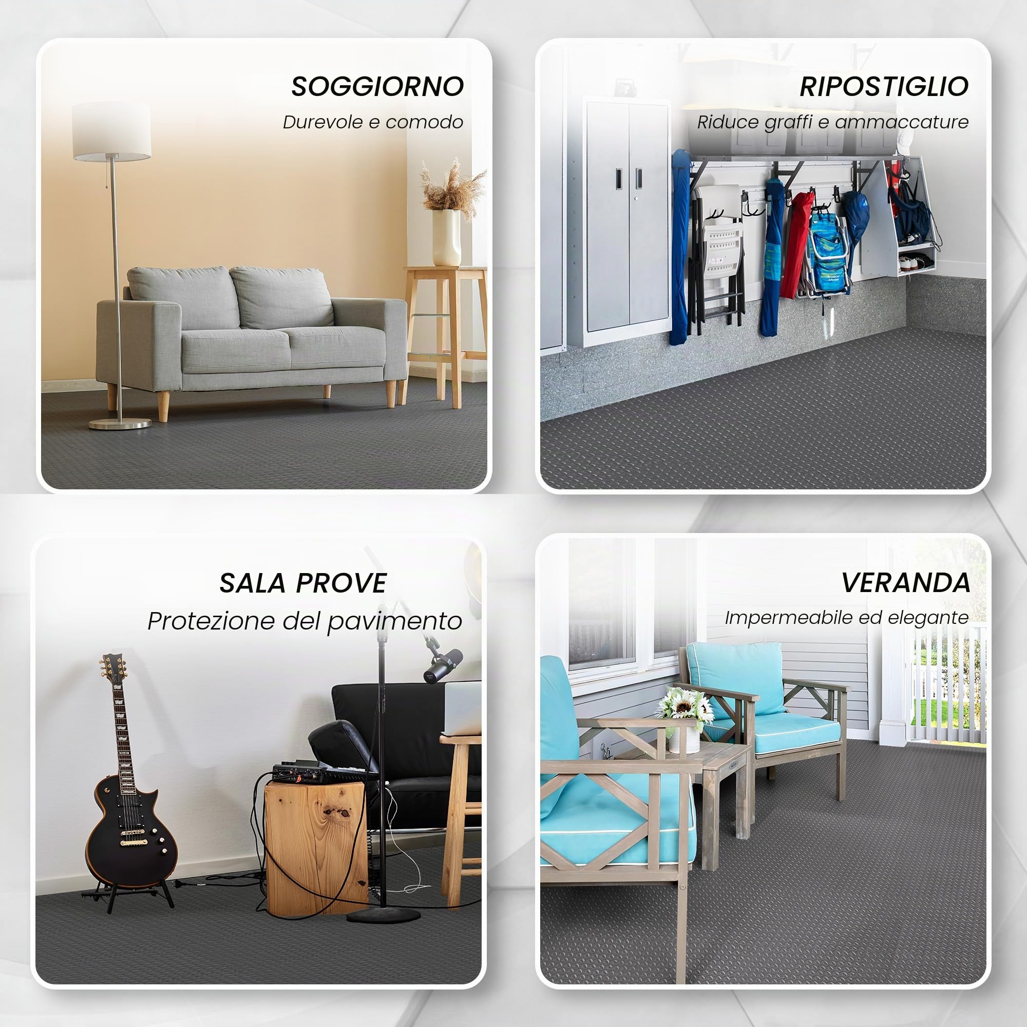 Yes4All 8YCR Tappeto ad incastro-12SQFT, 1,1 m² (12 piastrelle), grigio