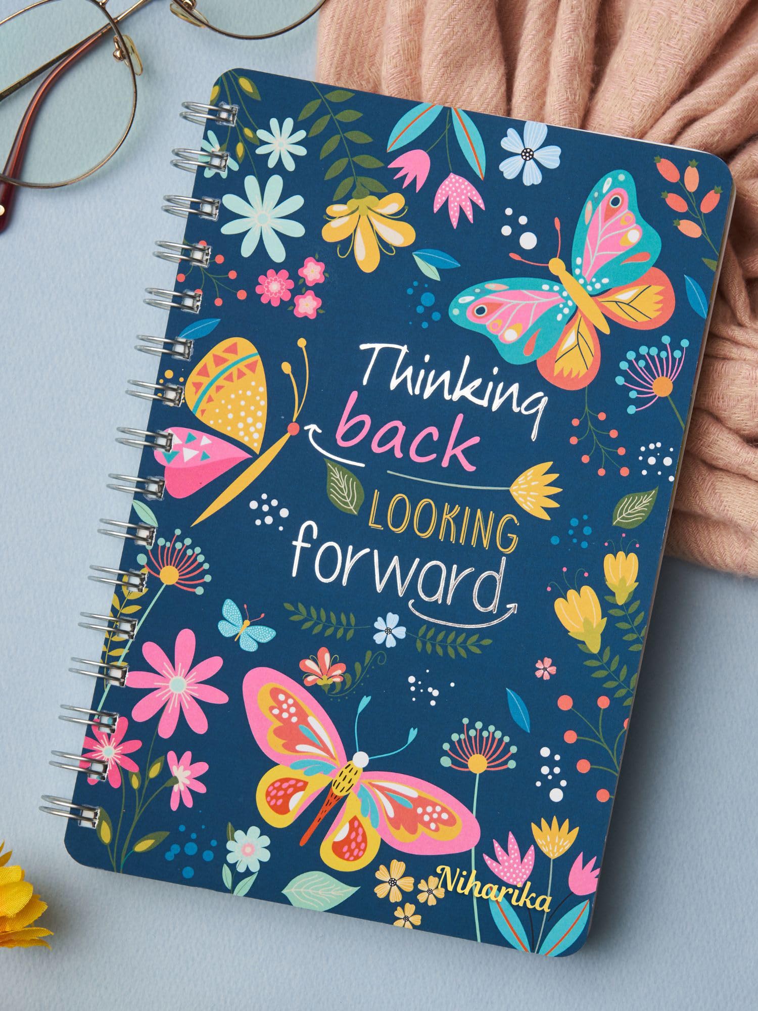 DOODLE The Happiness 2024 Wiro Bound Planner with 100+ Sticker | A5 Hard Bound, Undated 216 Ruled Pages, 80 GSM | Daily, Monthly, Yearly Planner with Theme Based Pages, Tear away Cards (Mystic Future)