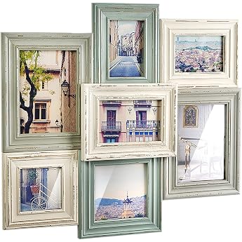 Kobolo Wooden Picture Frame Collage 49 x 52 cm Mint White for up to 7 Pictures