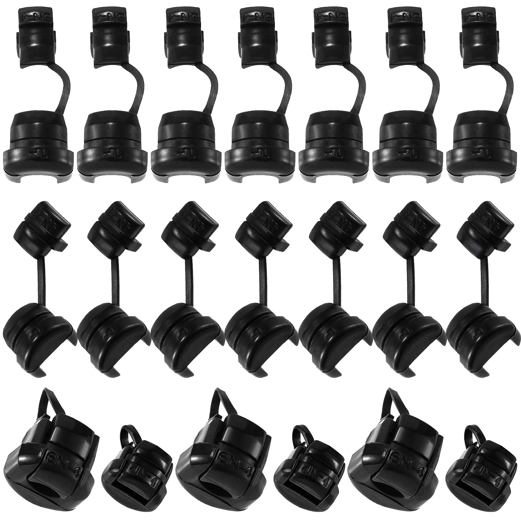 Fielect 40Pcs Round Strain Relief Bushing 6N-4 4N-4 Round Cable Wire Strain Relief Bush GrommetElectric Cable Protection Cord Buckle