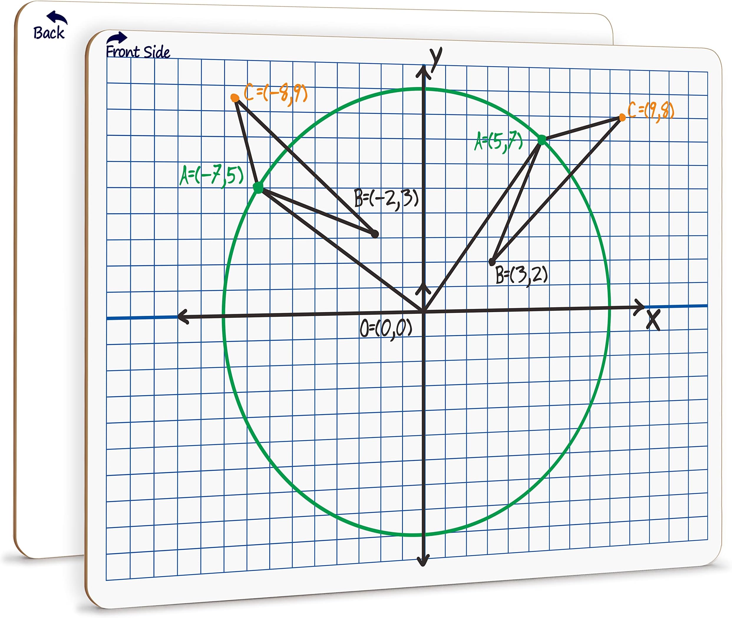 Scribbledo Dry Erase XY Axis Graph Lap Boards 9” X 12” for Student and Classroom Use Math White Board Double Sided White Board
