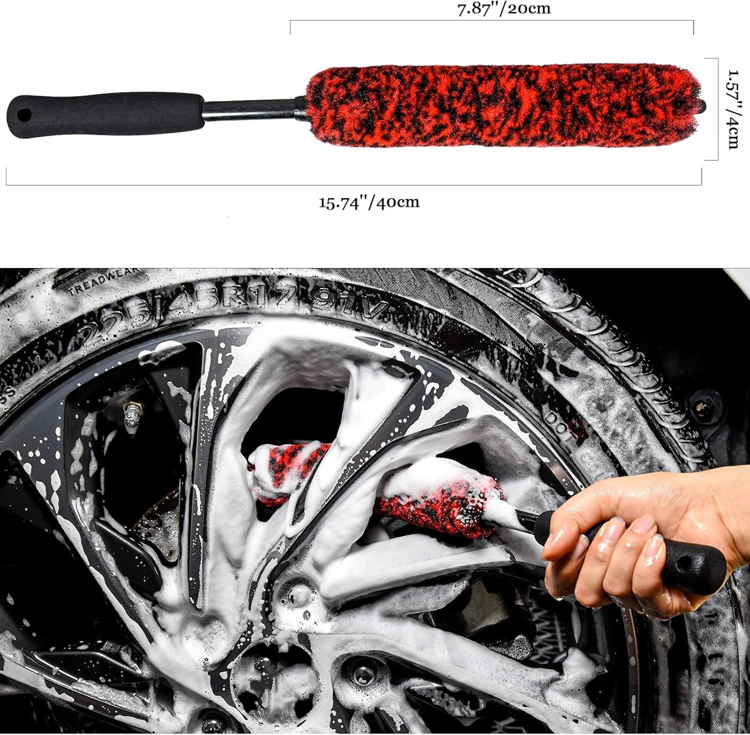 Cepillo de Limpieza de Llantas de Coche (Paquete de 3) – Incluye Dos cepillos para Llantas y un Cepillo para Detalles de Coche