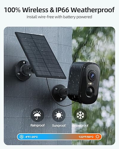 Miniatura 9 de Rocktone Cámara solar inalámbrica para exteriores, cámaras WiFi alimentadas por batería para seguridad en el hogar con detección de movimiento AI,