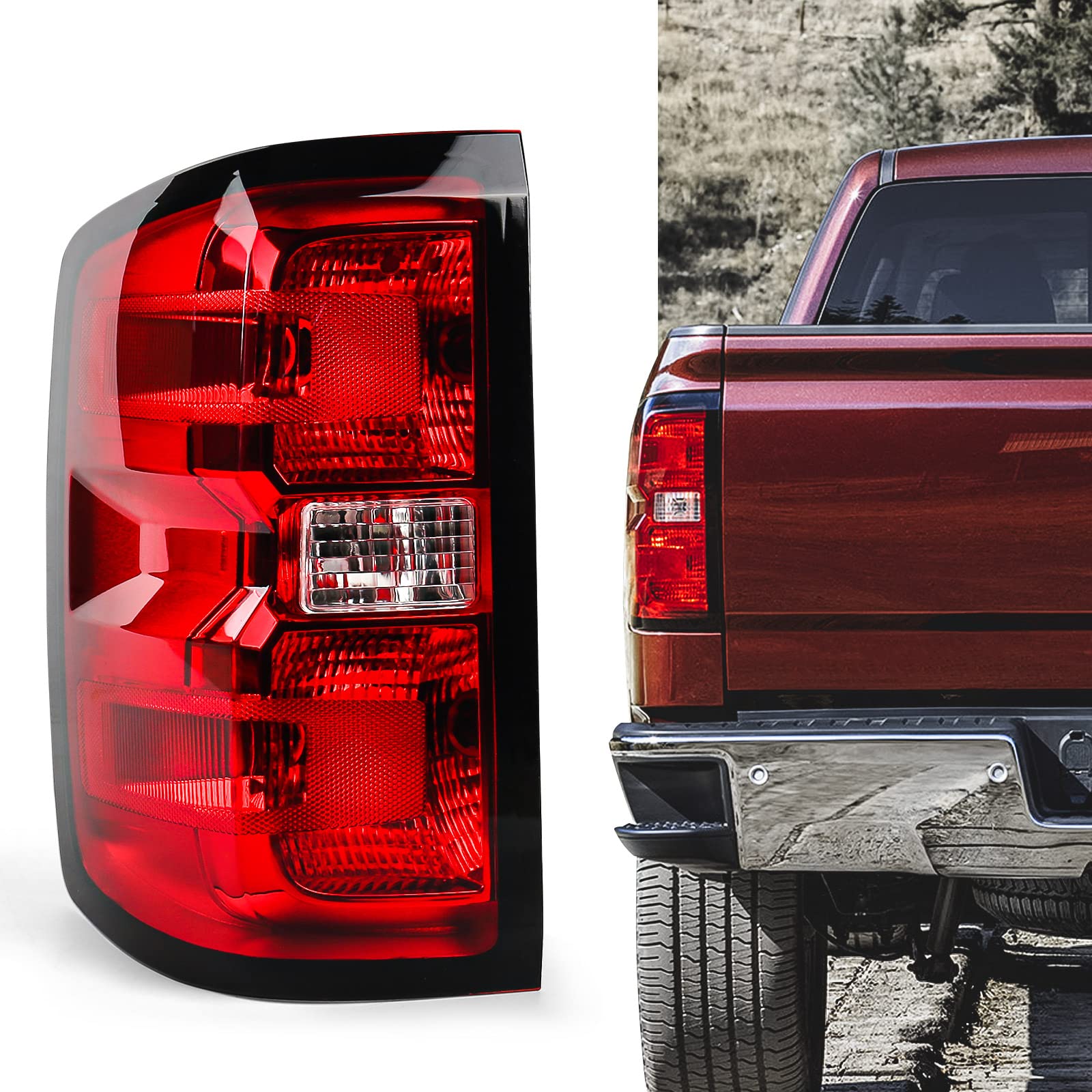 Photo 1 of USED/ SEE NOTES****** Huray Tail Lights Assembly For 2014-2018 Chevy Silverado Replacement OE Style Rear Brake Lamp Assembly Driver Side (Black Trim) 14-18LH(Driver Side)