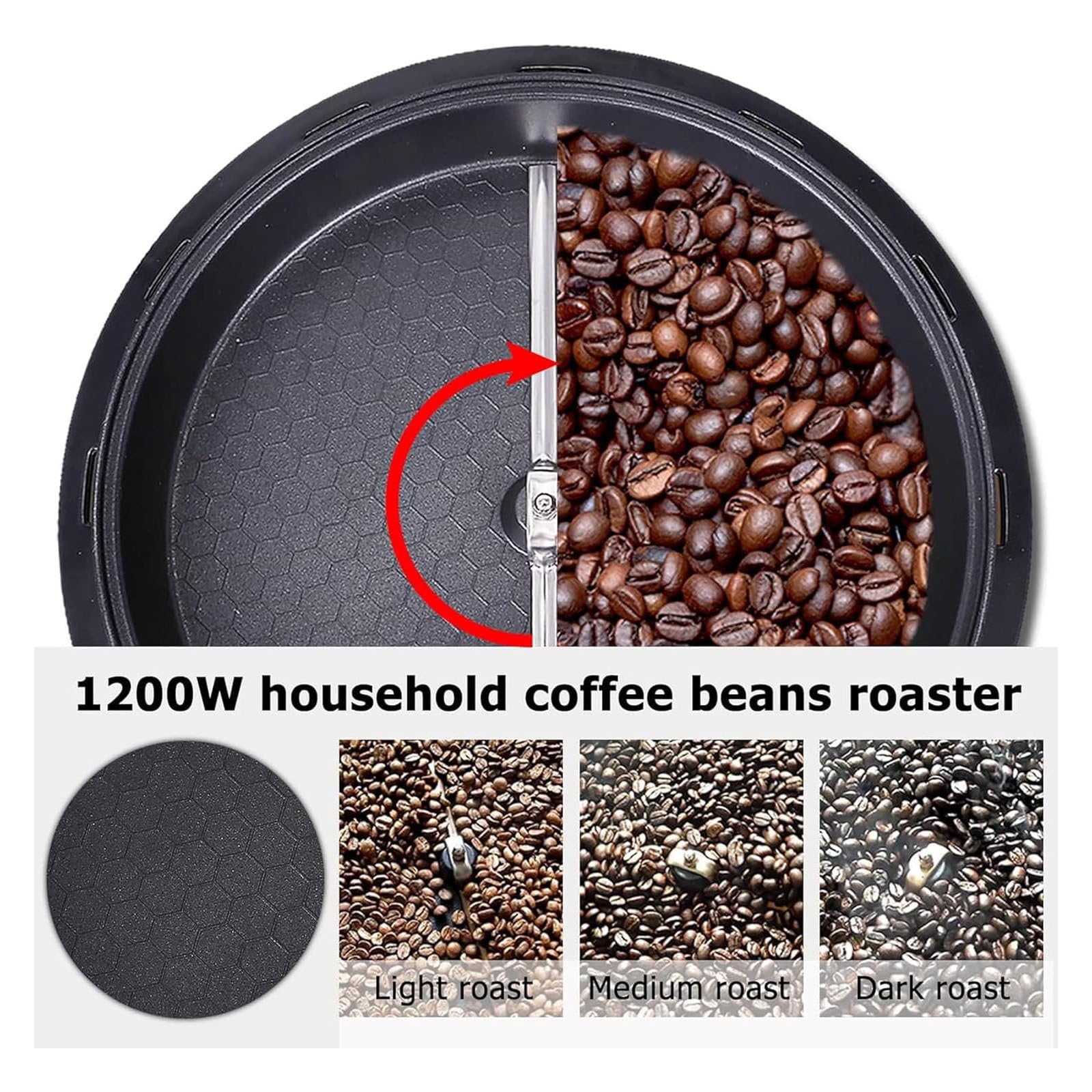 Machine À Torréfier Le Café,Torréfacteur Électrique 800 G,4 Trous Ventilation/Température Réglable/0-240 ℃/Machine Cuisson Grains Café À Domicile-Débutants Et Amateurs Café