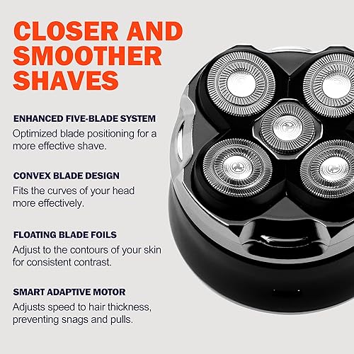 Miniatura 5 de Afeitadora de cabeza 5D para hombres calvos, máquina de afeitar eléctrica impermeable IPX7 con pantalla LED, maquinilla de afeitar giratoria