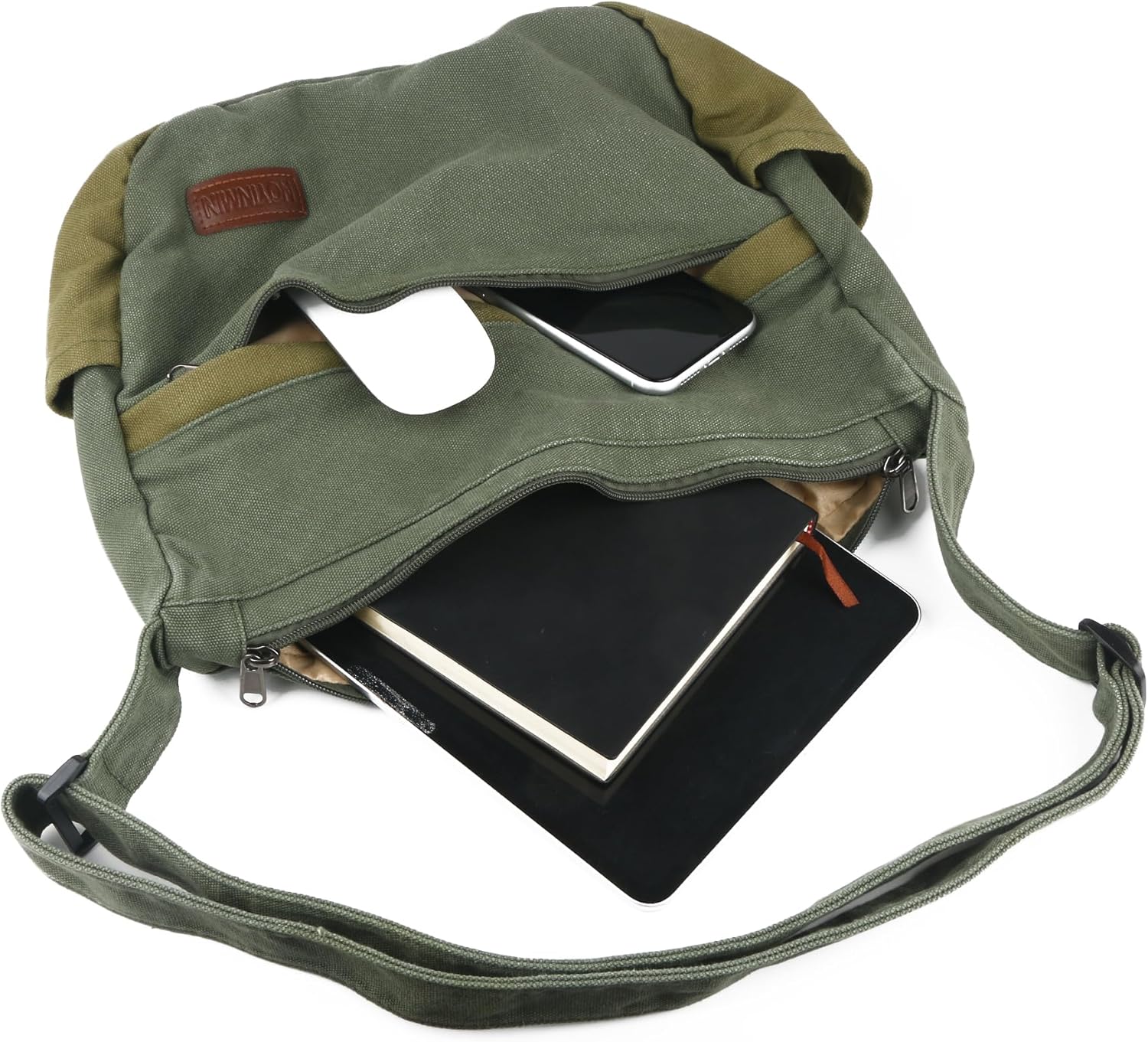 Large Canvas Messenger Bag with Multiple Pockets for Men and Women, Crossbody Shoulder Tote Hobo Laptop Bag - Image 4