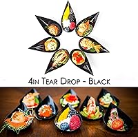 Vista 5 de DLux 100 mini platos de aperitivo de 4 pulgadas con tenedores, cucharas de plástico negro reutilizables, platos para servir postres y aperitivos