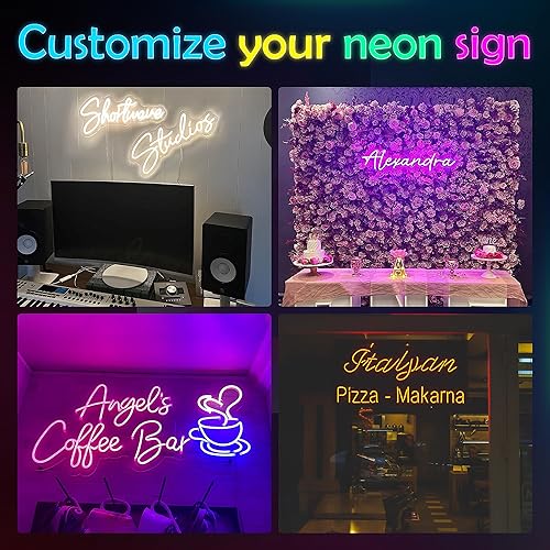 Miniatura 5 de Letreros de neón personalizados, luces LED de neón grandes personalizadas para decoración de pared, letrero de neón impermeable personalizable para