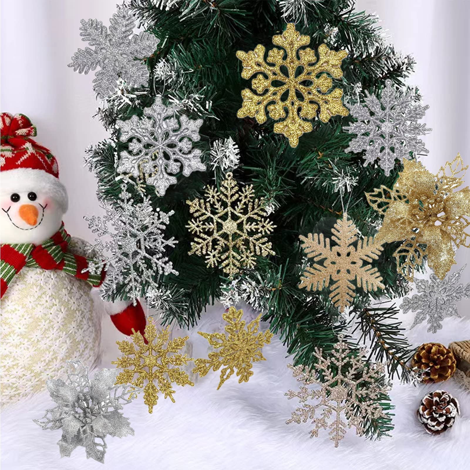 Amazon.co.jp: Haodeliy クリスマスツリー飾り 雪の結晶 32枚入れ