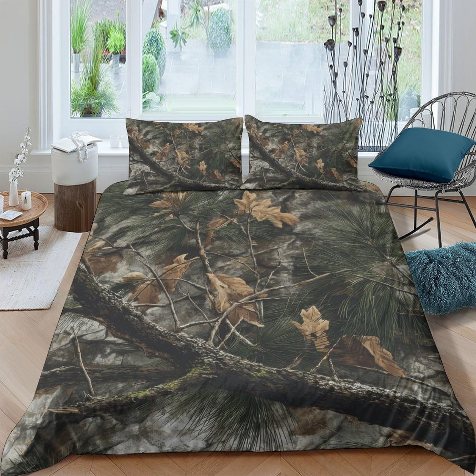 Ctjqhvkz Style-7 3D Printed Forest Camouflage Fitted Sheet Microfiber Soft Breathable Leaves Mattress Cover For Bedroom Dorm Mattress Protection Decor Single（135X200cm）