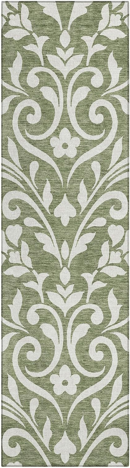 Addison Rugs Chantille ACN875 Green 2'3" x 7'6" Indoor/Outdoor, Machine Washable, Easy Clean, Non Shedding, Bedroom, Living Room, Dining Room, Kitchen, Patio Runner Rug