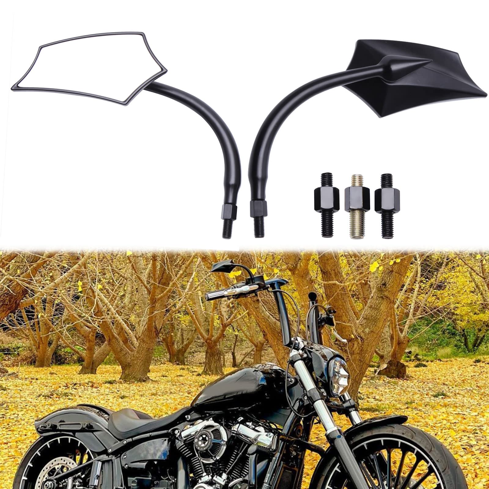 JMTBNO Rétroviseur universel pour moto 8 mm 10 mm Noir Compatible avec Street Bike Sport Bike Chopper Cruiser Touring