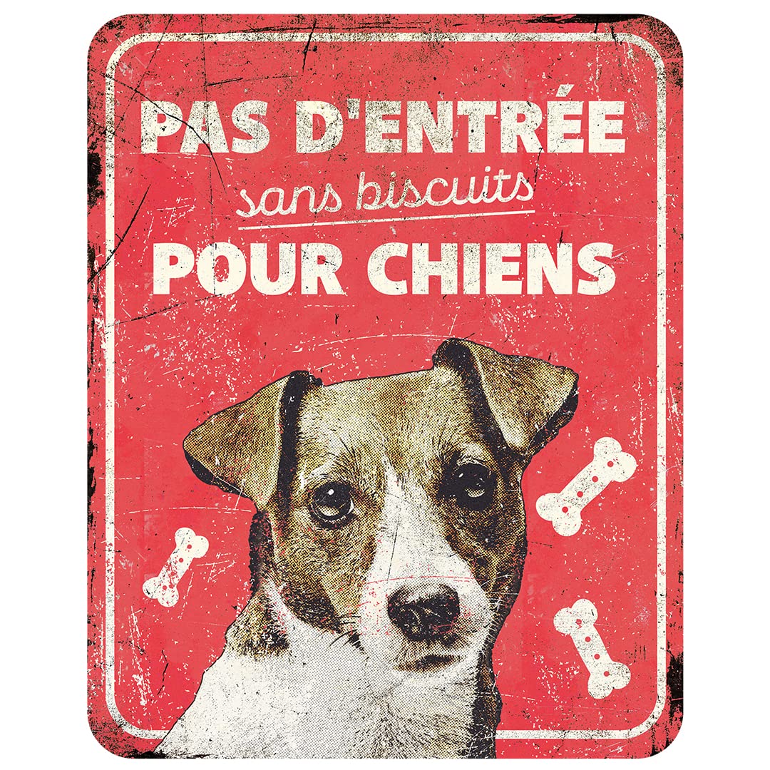 D&D Home, Jack Russel FR Warning Sign 25 x 20 x 0.2 cm Red Dog Sign, rouge